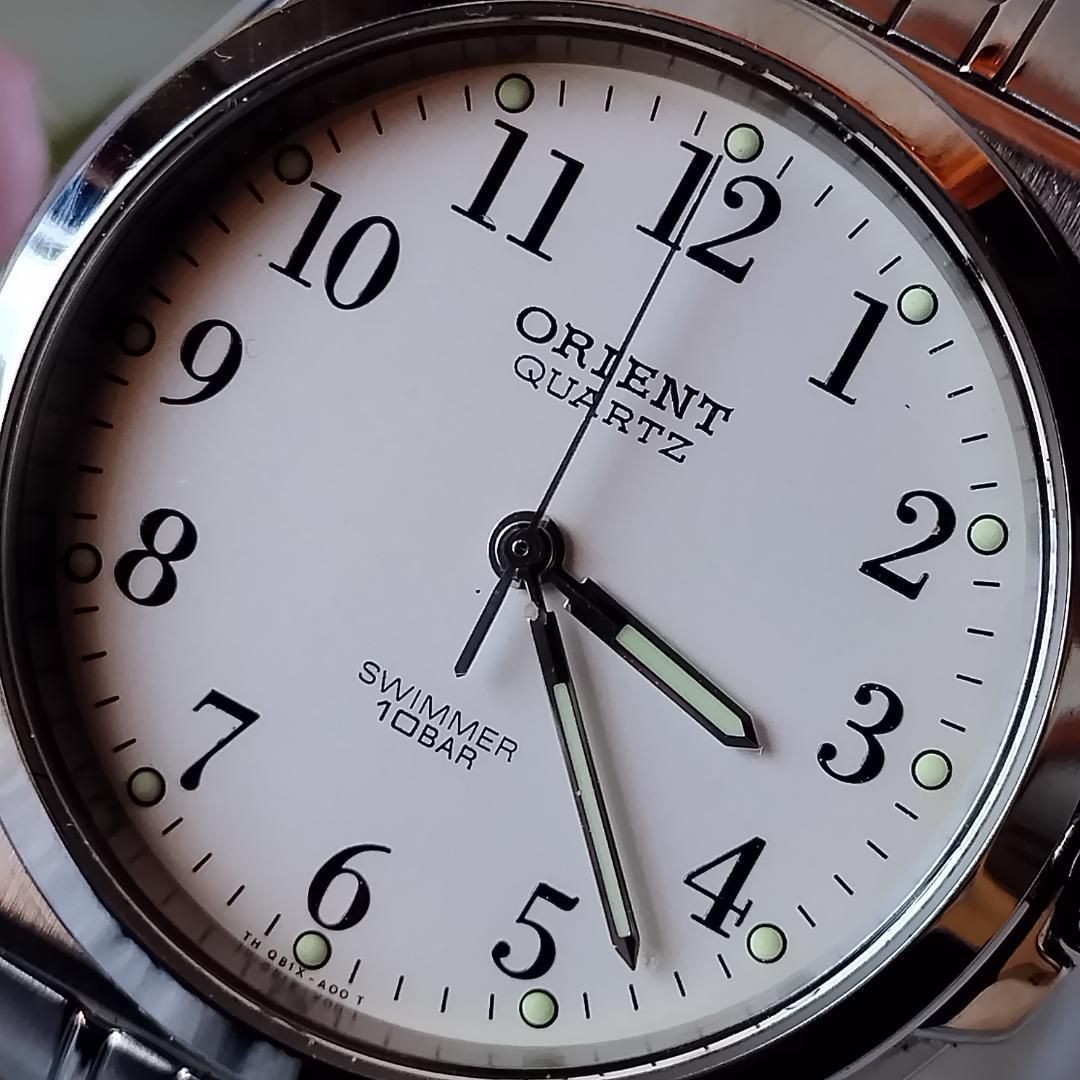 ORIENT ホワイト文字盤 クォーツ 電池新品】オリエント スイマー クォーツ 腕時計 QB1X-C0 メンズ