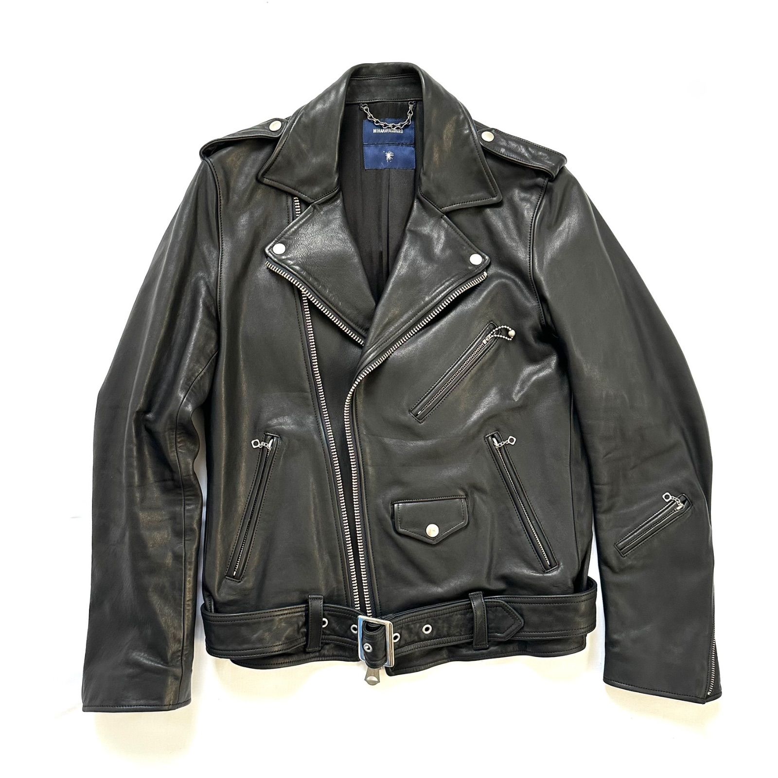値下げ　希少　ミハラヤスヒロ シープ レザー ライダース ジャケット ビンテージ MIHARA YASUHIRO ミハラヤスヒロ レザー ライダースジャケット ツイン