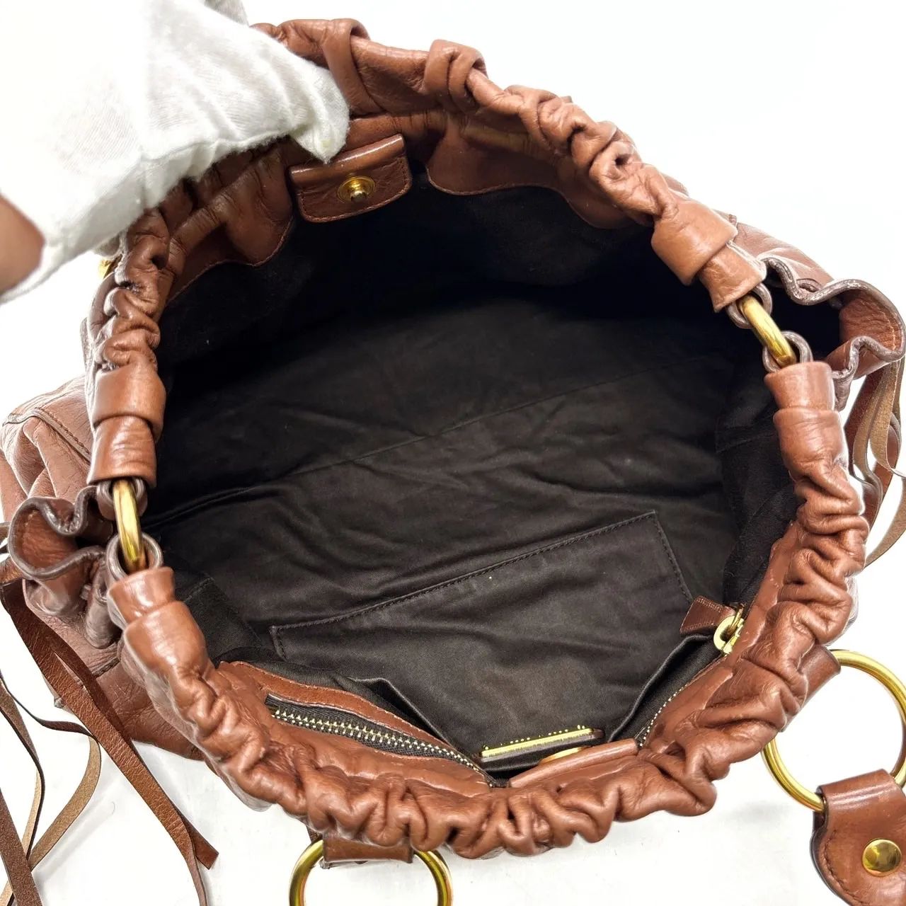 バッグ miu miu vitello lux 2way bag dark brown ✨良品✨ miu miu vitello lux 2way bag dark brown ミュウミュウ