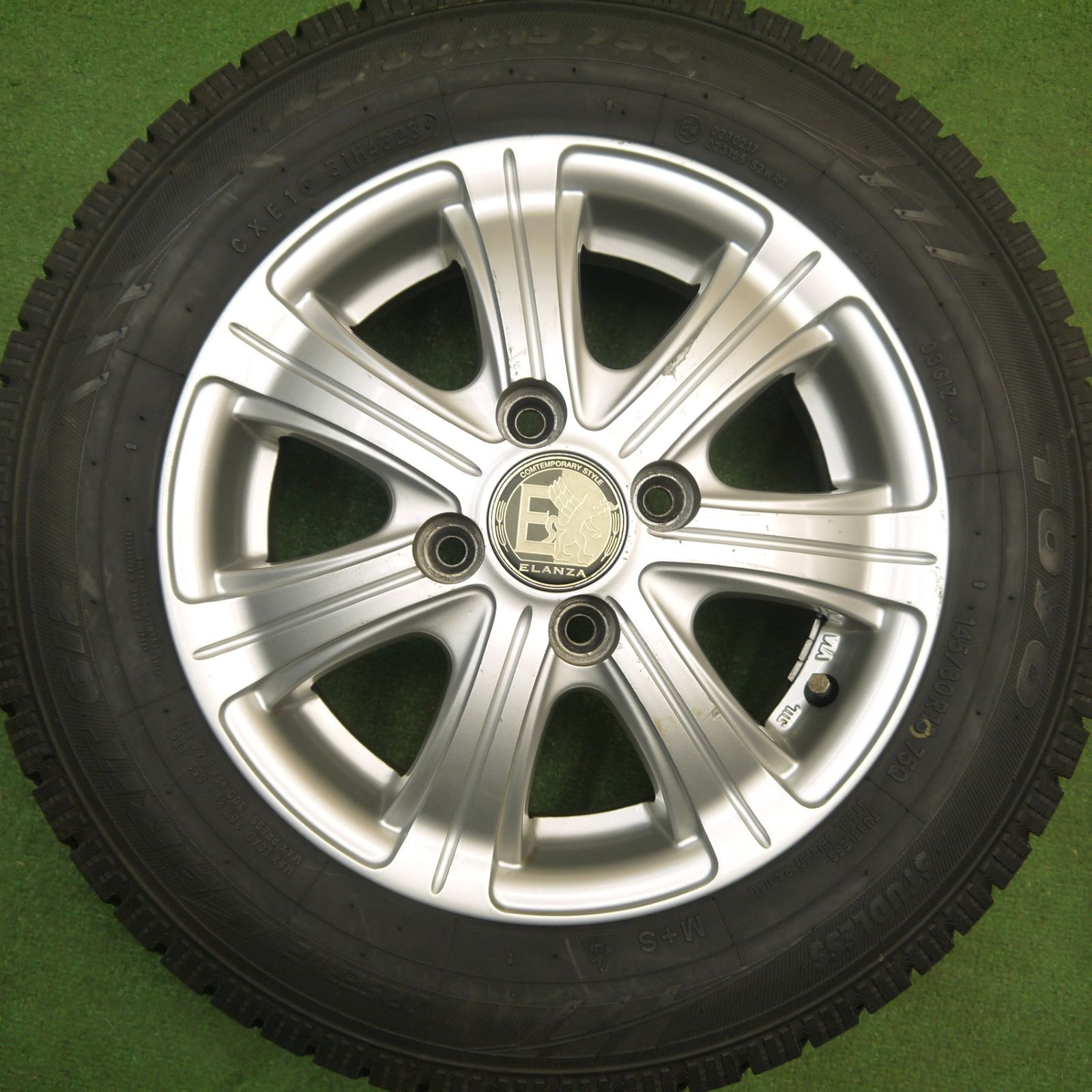  バリ溝 23年 9分 スタッドレス 145 80 R 13 トーヨー オブザーブ ガリット GIZ ELANZA 社外 アルミ 13インチ PCD 100 4 H ス 13インチ タイヤ ホイールセット