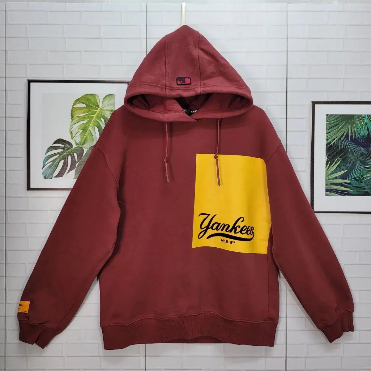 MLB ヤンキース カラー ボックス フード 長袖 Tシャツ M/95 サイズ