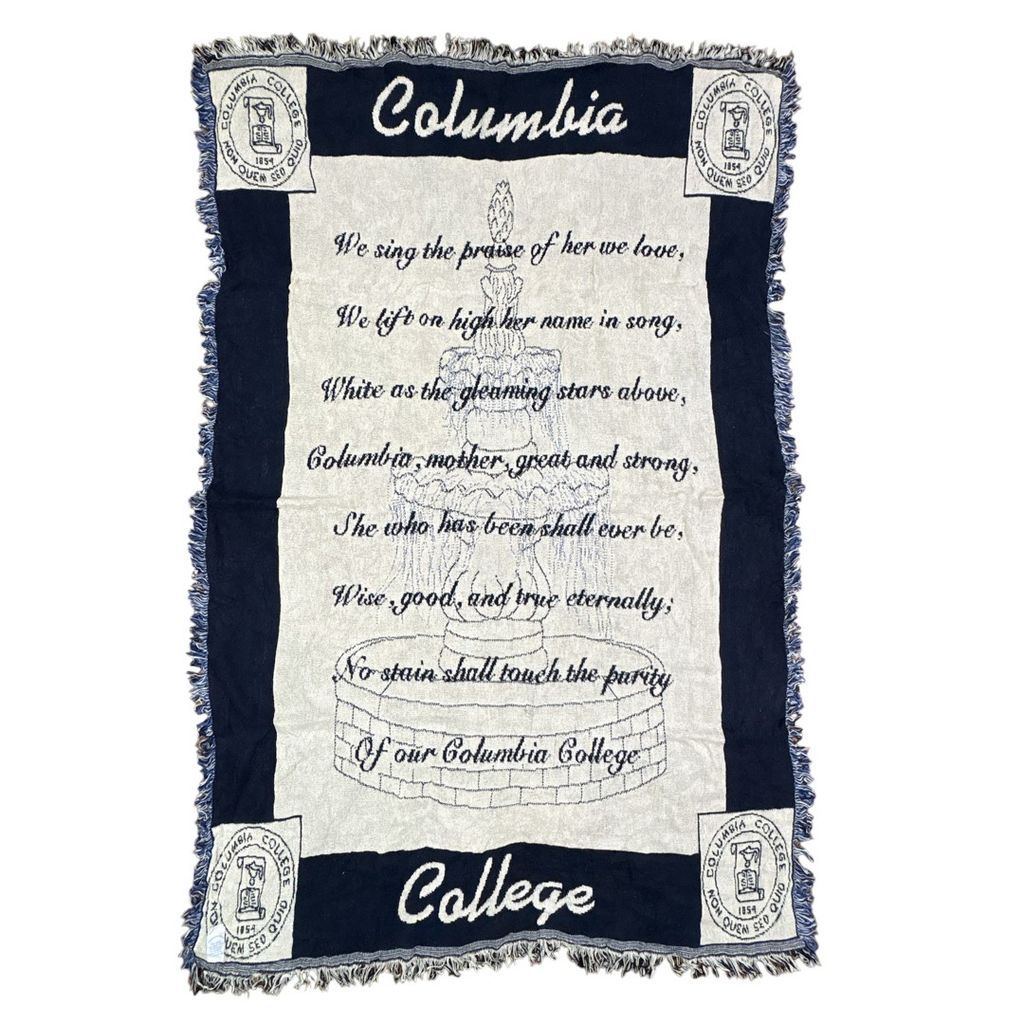 vintageラグ ブランケット マルチカバー タペストリー メッセージ USA製 コロンビア大学 校歌 カレッジ メモリアル Columbia 2296