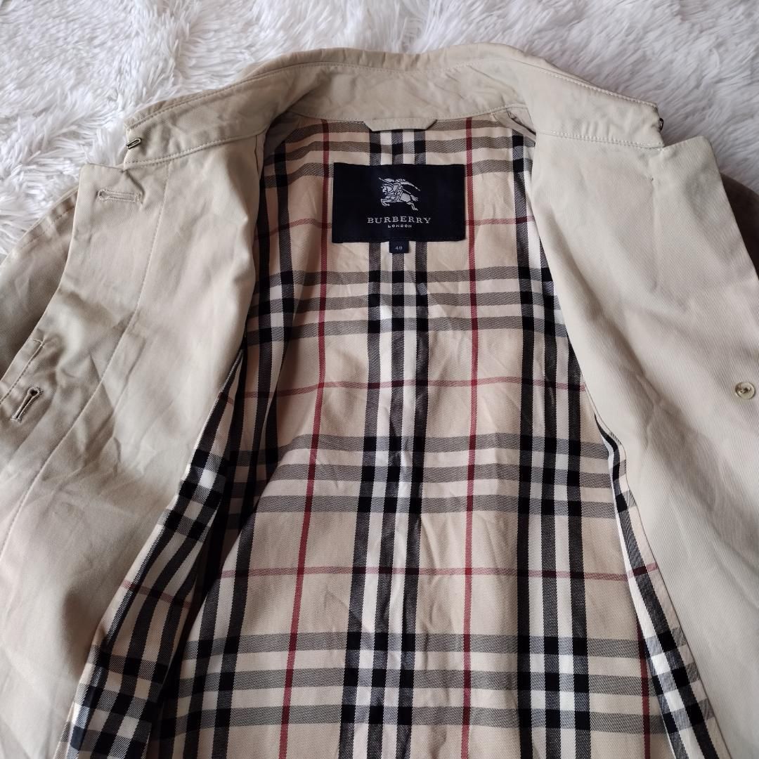 【美品】バーバリーロンドン　ステンカラーコート　ノバチェック　ベルト付　撥水加工 美品】バーバリーロンドン ステンカラーコート ノバチェック ベルト