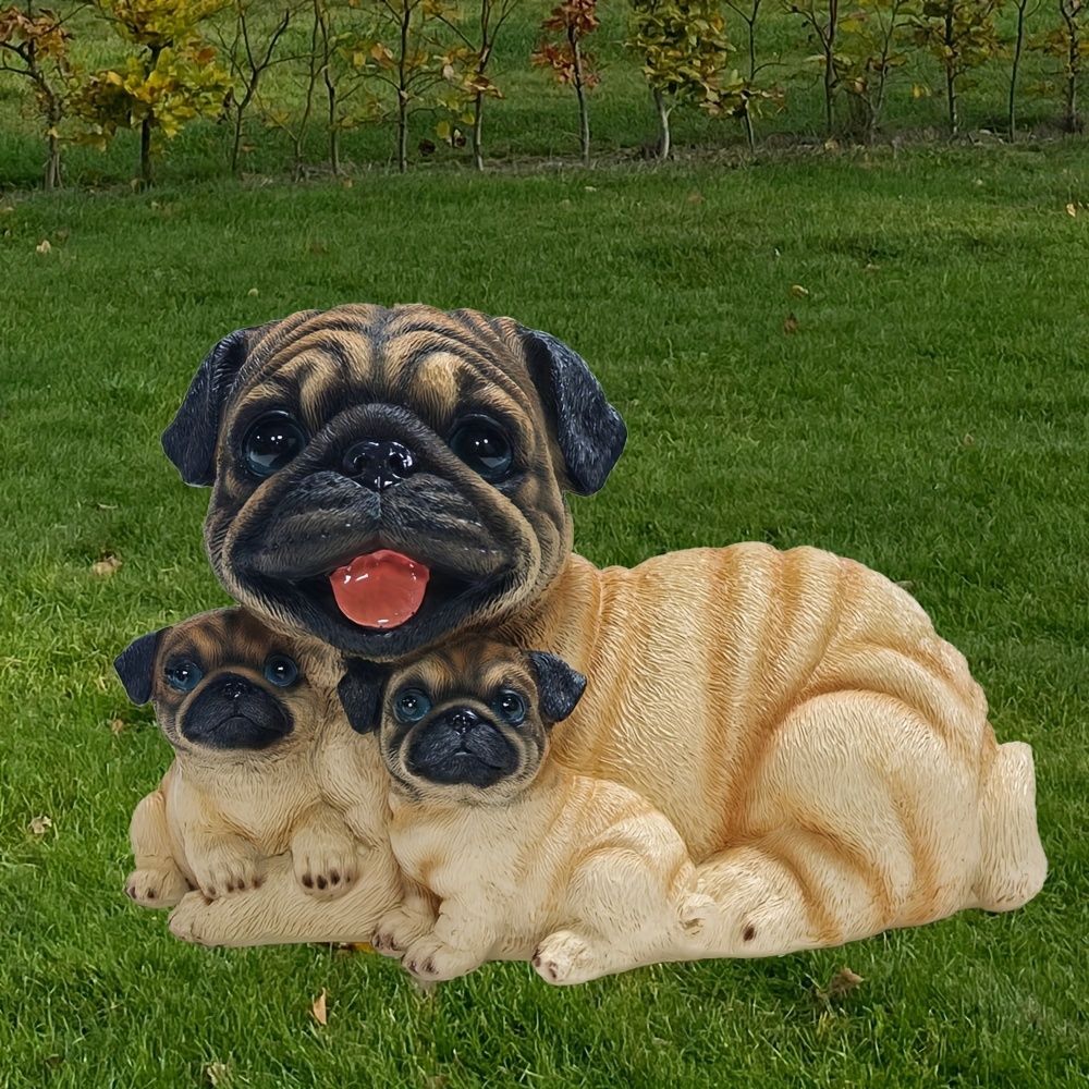 置物 オブジェ ガーデンオーナメント ブルドッグの親子 いぬ イヌ 犬 屋外 屋内 室内 インテリア 玄関 リビング ダイニング 装飾 庭 ガーデニング ガーデン 可愛い ギフト インテリア用品 贈り物 雑貨 樹脂