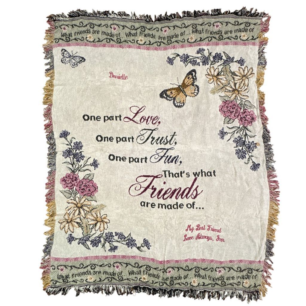 vintageラグ ブランケット マルチカバー タペストリー メッセージ 友情