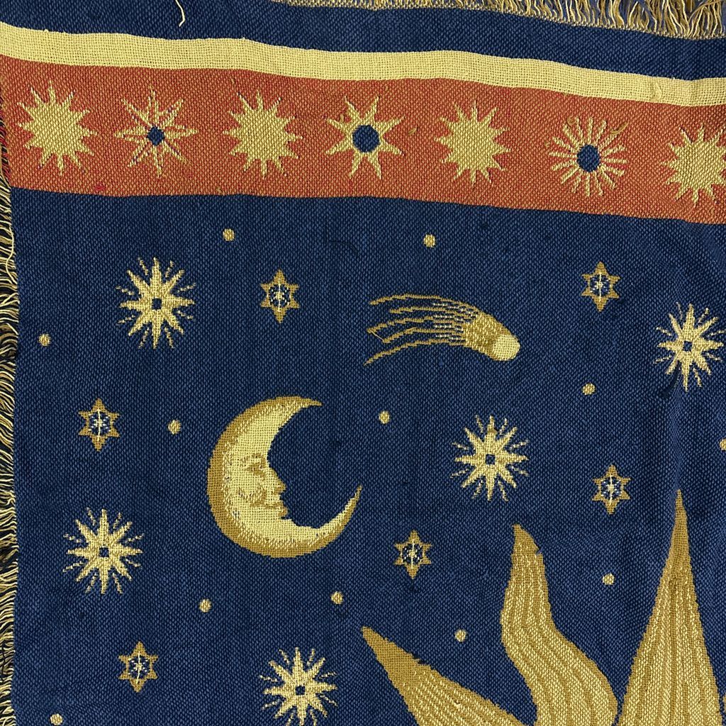 vintageラグ ブランケット マルチカバー タペストリー 太陽 月 宇宙 