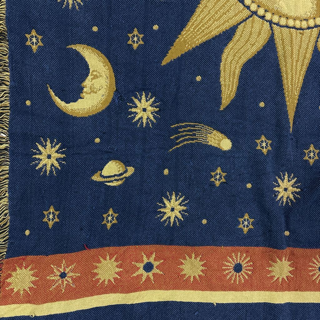 vintageラグ ブランケット マルチカバー タペストリー 太陽 月 宇宙
