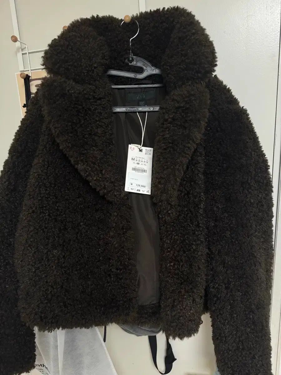 ZARA ファージャケット ZARA ファージャケット コート L オフホワイト 