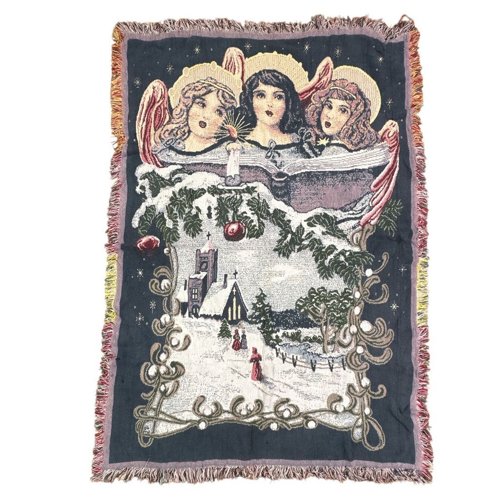 vintageラグ ブランケット マルチカバー タペストリー クリスマス 人物
