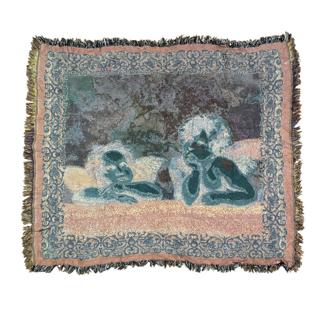 【※める】80s USA ブランケット ヴィンテージラグ　タペストリー デッドストック】USA 80s ヴィンテージラグ ブランケット タペストリー