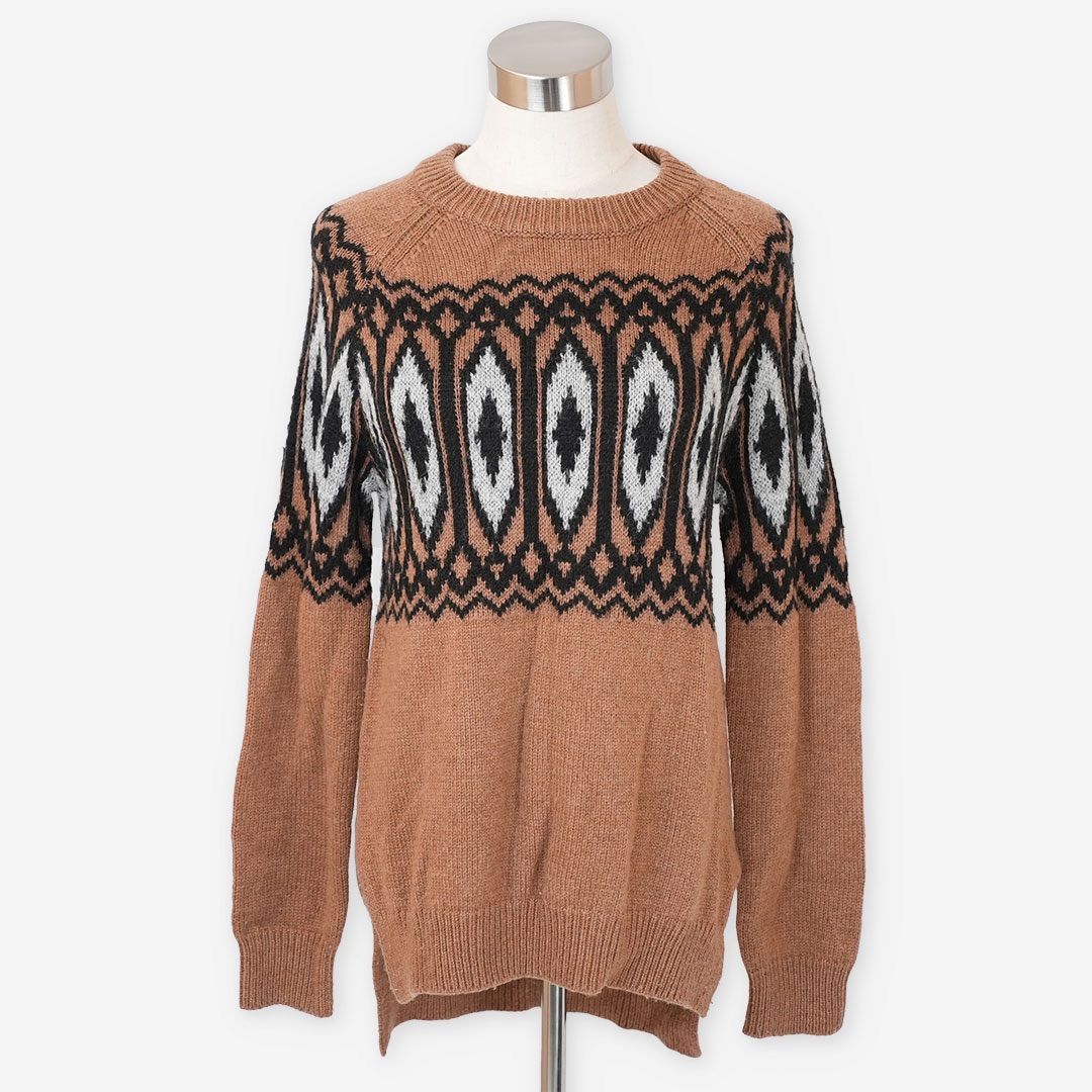 美品】グリーンレーベルリラクシング ノルディック柄ニット セーター 