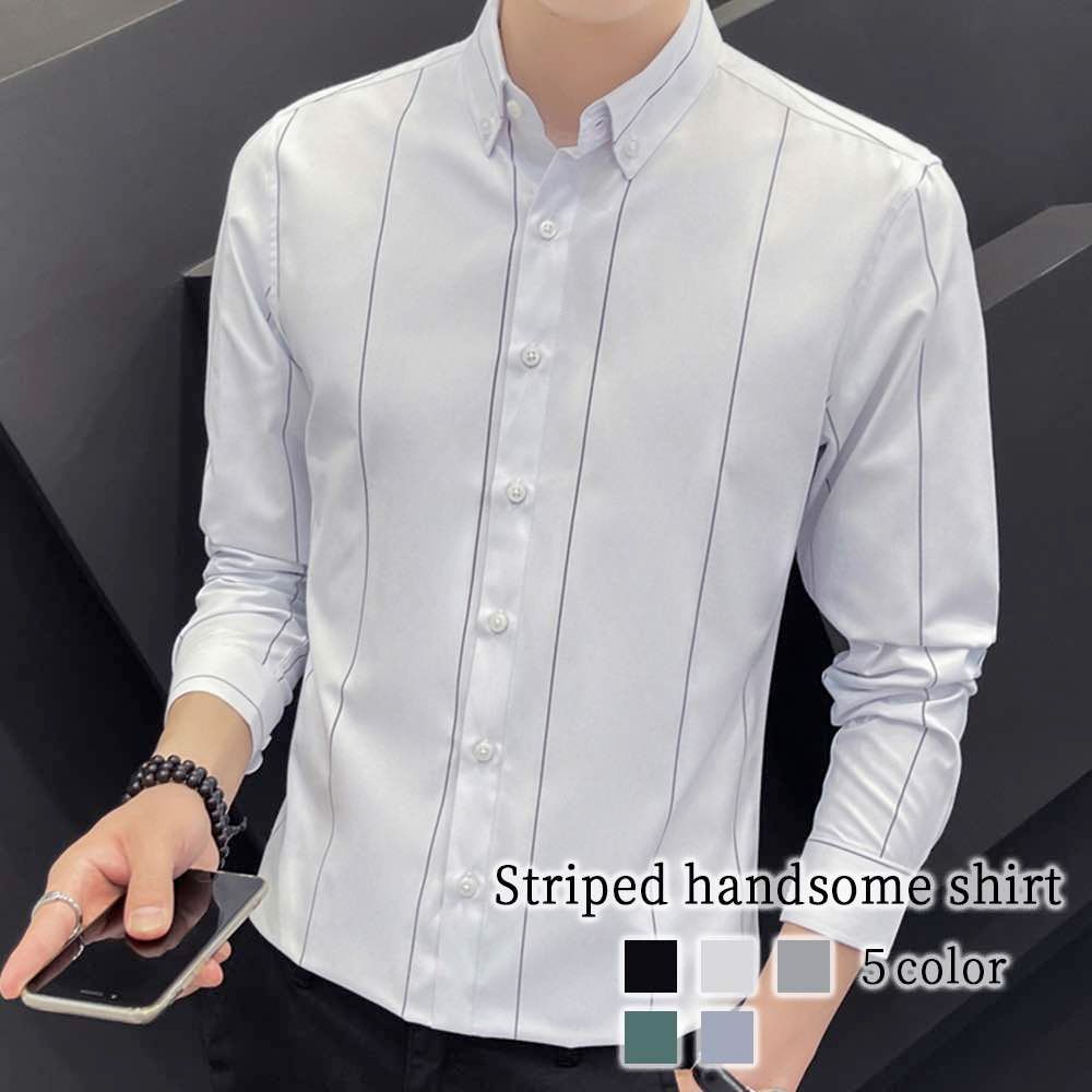 シャツ メンズ ストライプハンサムシャツ フォーマル 春 インナー 冬