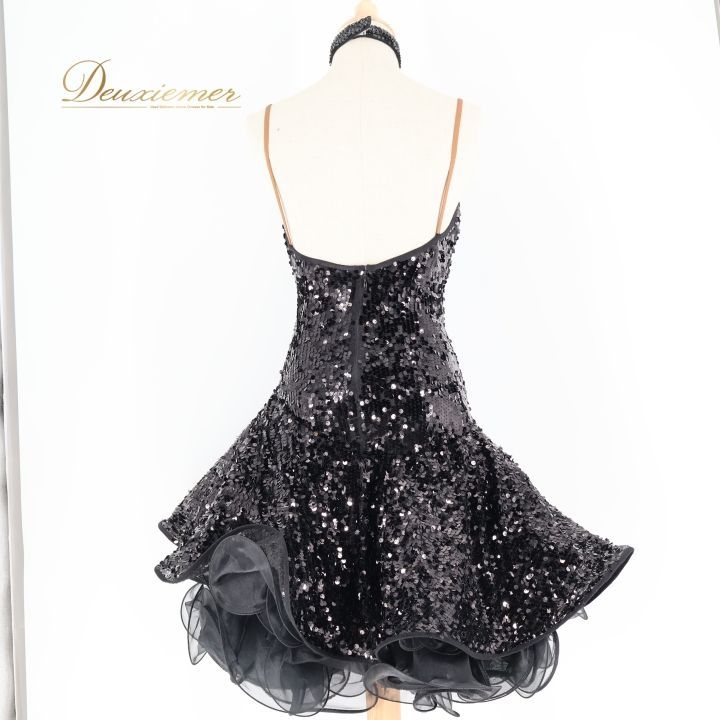 社交ダンス 衣装 タカダンス TAKADANCE ラテン ドレス ワンピース 黒