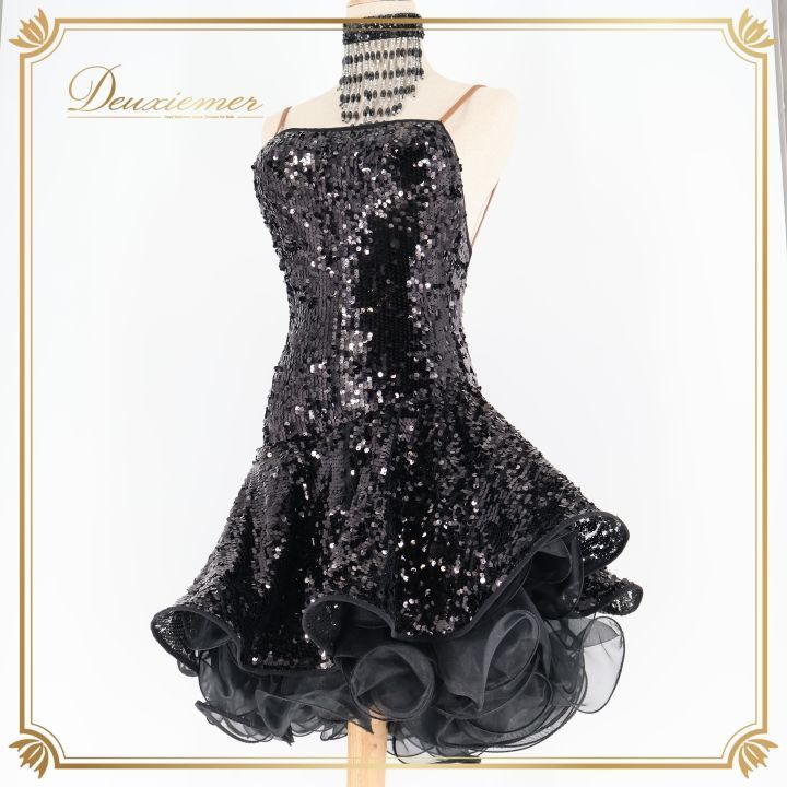 【タカダンス】黒スパンコールドレス タカダンス】黒スパンコールドレス