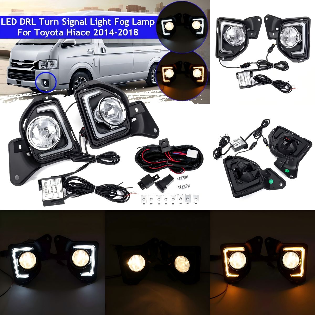 送料無料】トヨタ ハイエース/HIACE 200系対応 LEDフォグランプ 2色 