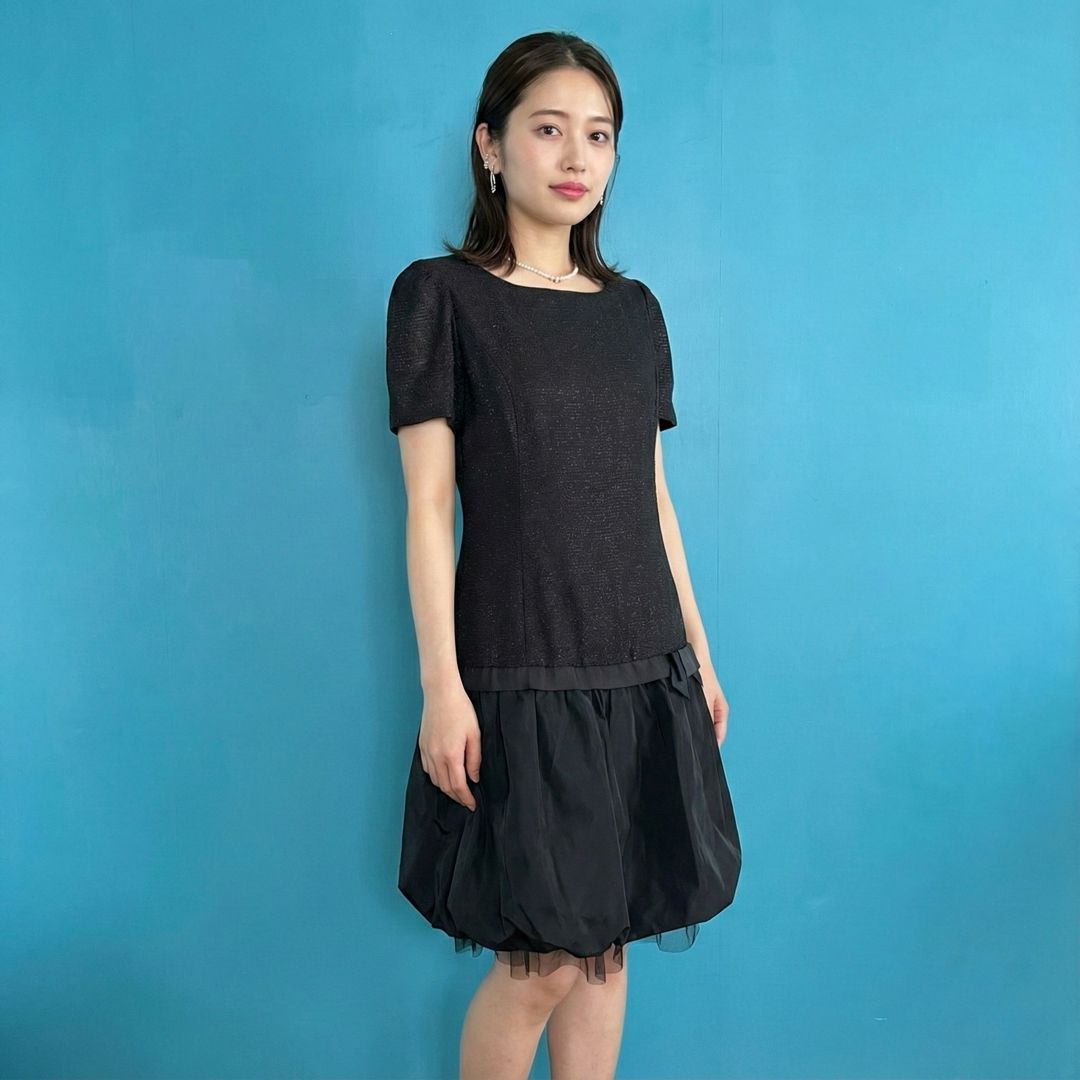 863 スーパービューティー 2点セット ワンピース インナー付 黒 42 L