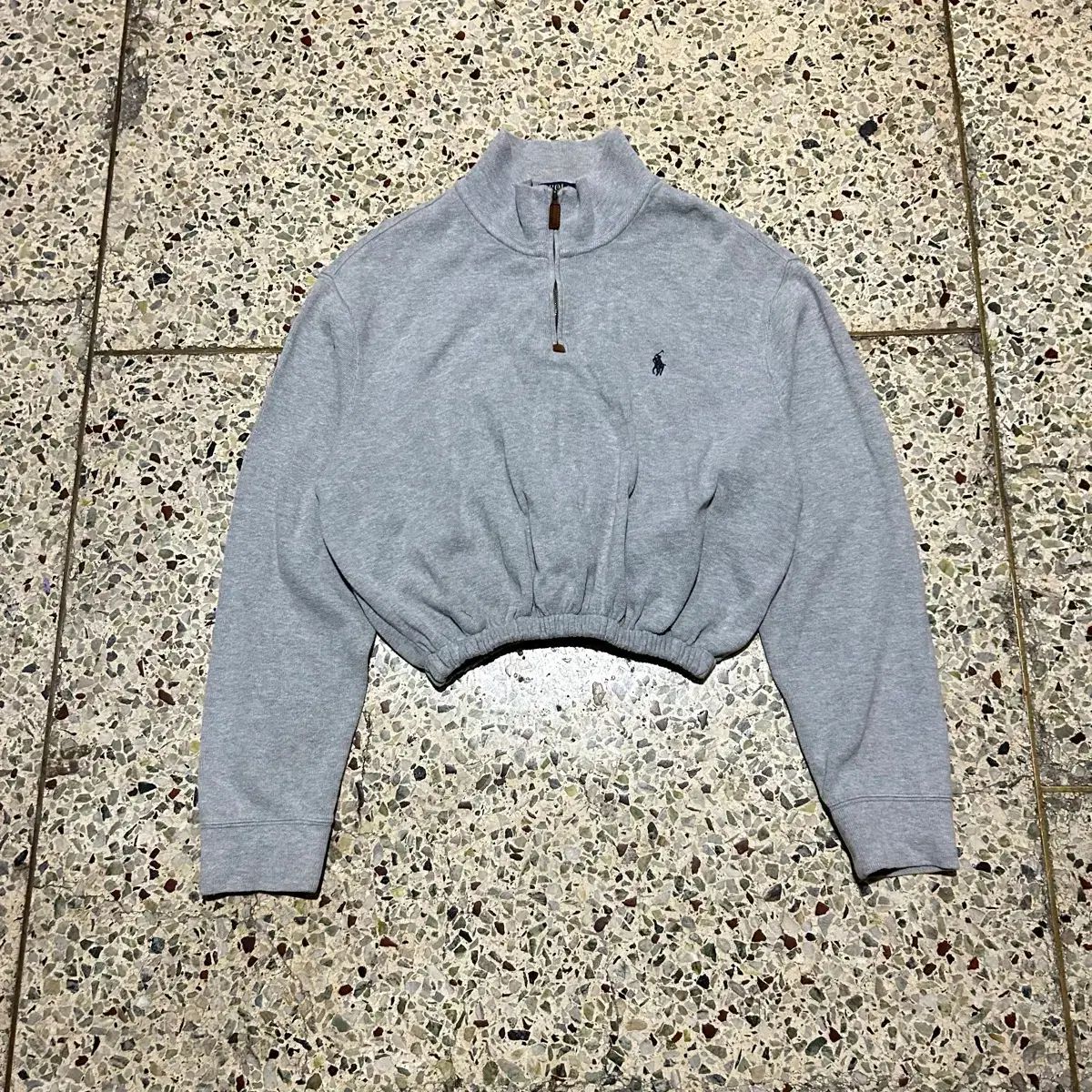 ✨️激レア ポロベア ハーフジップ POLO ラルフローレン グレー 新品】ポロラルフローレン ハーフジップ ケーブルニット グレー L