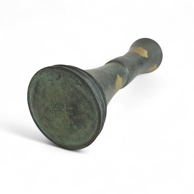 立鼓式 塗金銅花器 平安 秦蔵六造 銅製 銅器 花器 華道具 古美術