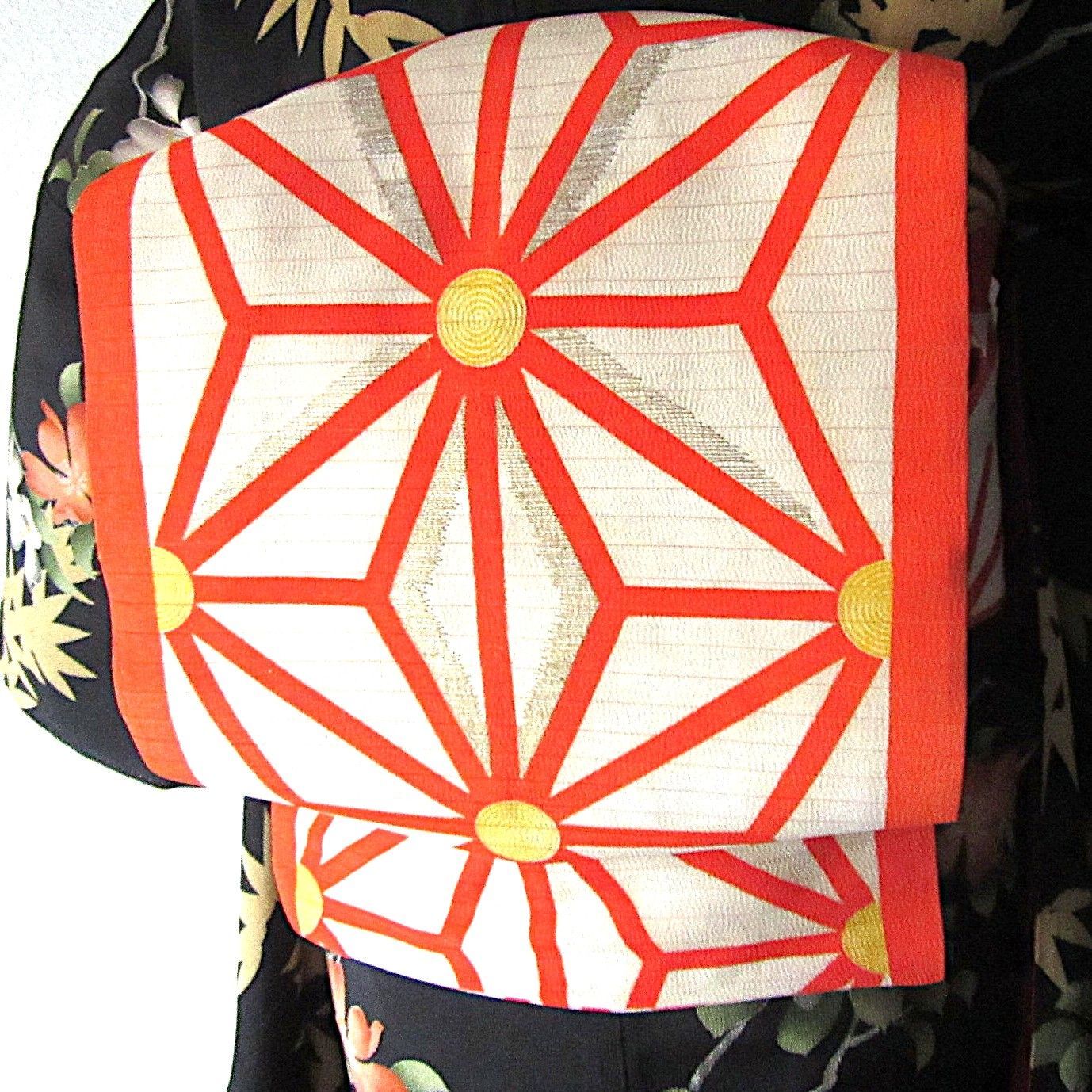 麻の葉文様 名古屋帯 アンティーク 着物 - メルカリ