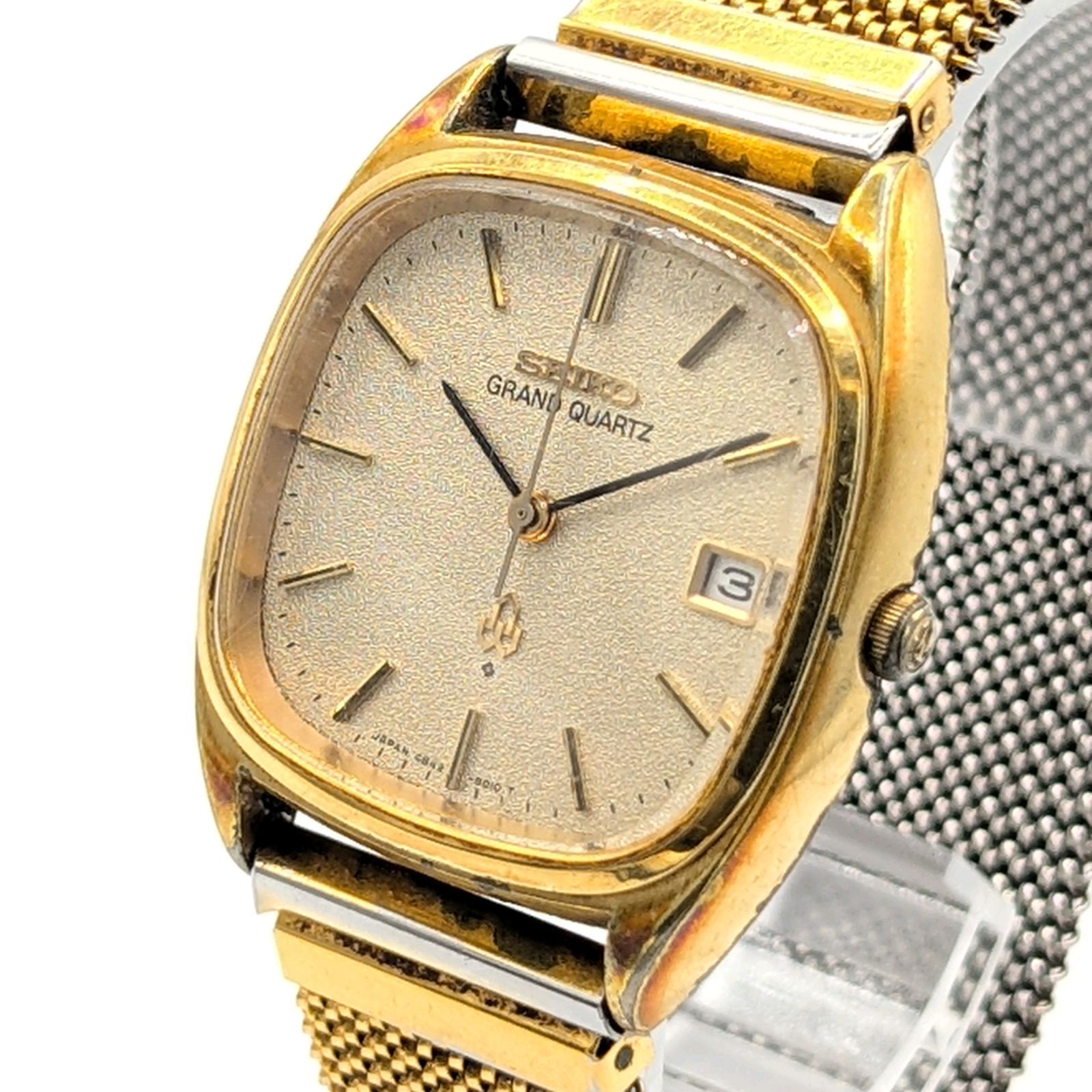 SEIKO GRAND QUARTZ 4842-5011セイコーグランドクォーツ SEIKO Grand Quartz 4842-5011 Watch Men's Square Gold Date Y2K 00S