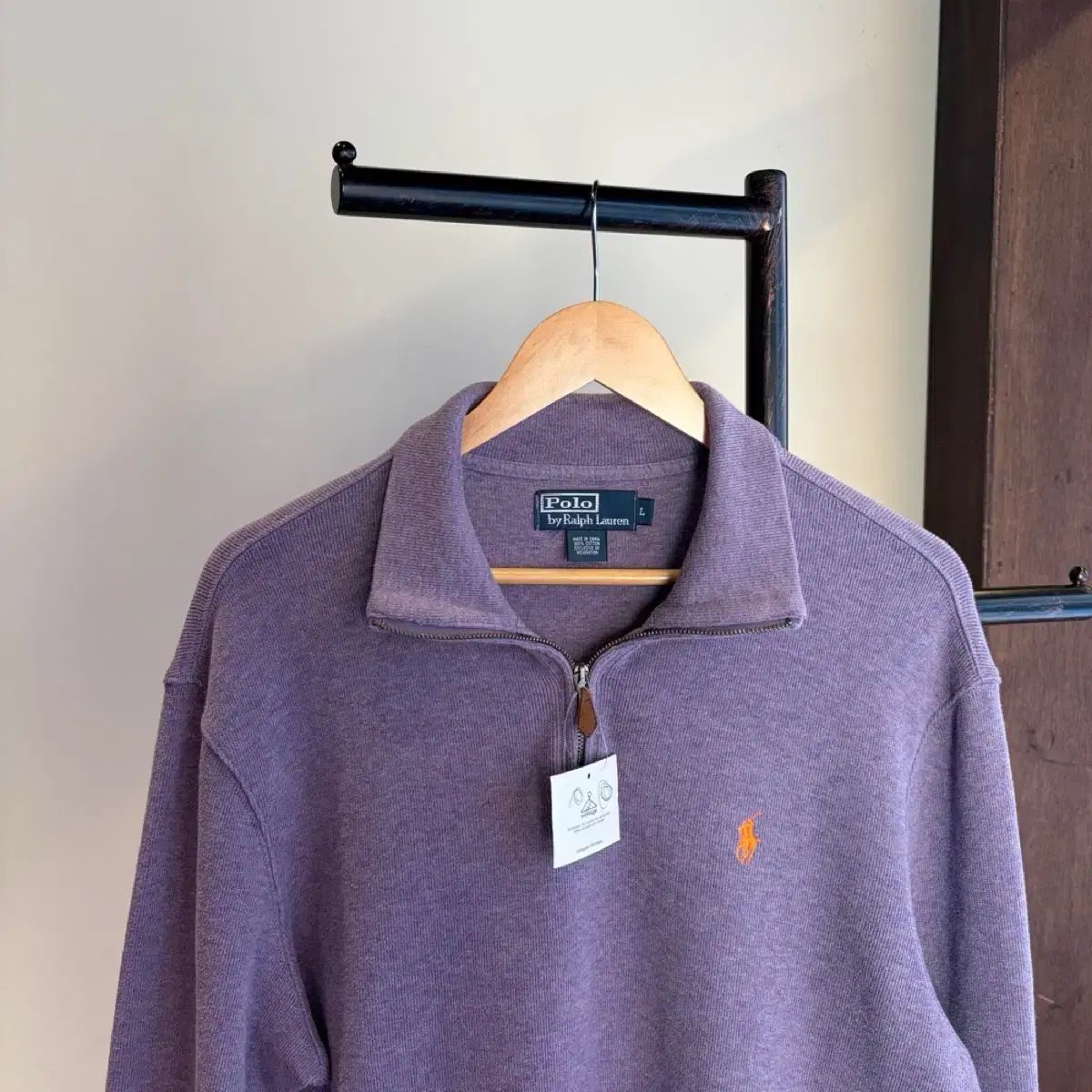 15694 ポロ ラルフローレン パープル ハーフジップ ニット