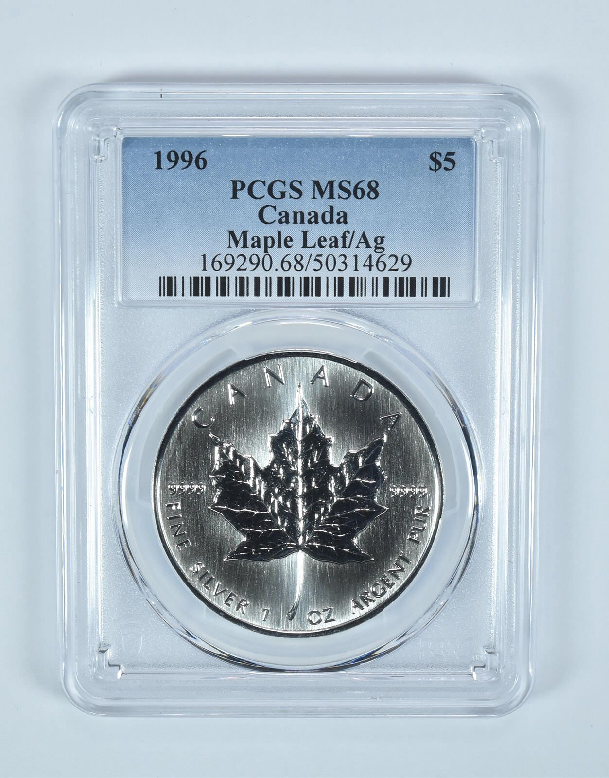 1996年カナダ5ドル銀貨メープルリーフMS68 PCGSブルーラベル - メルカリ