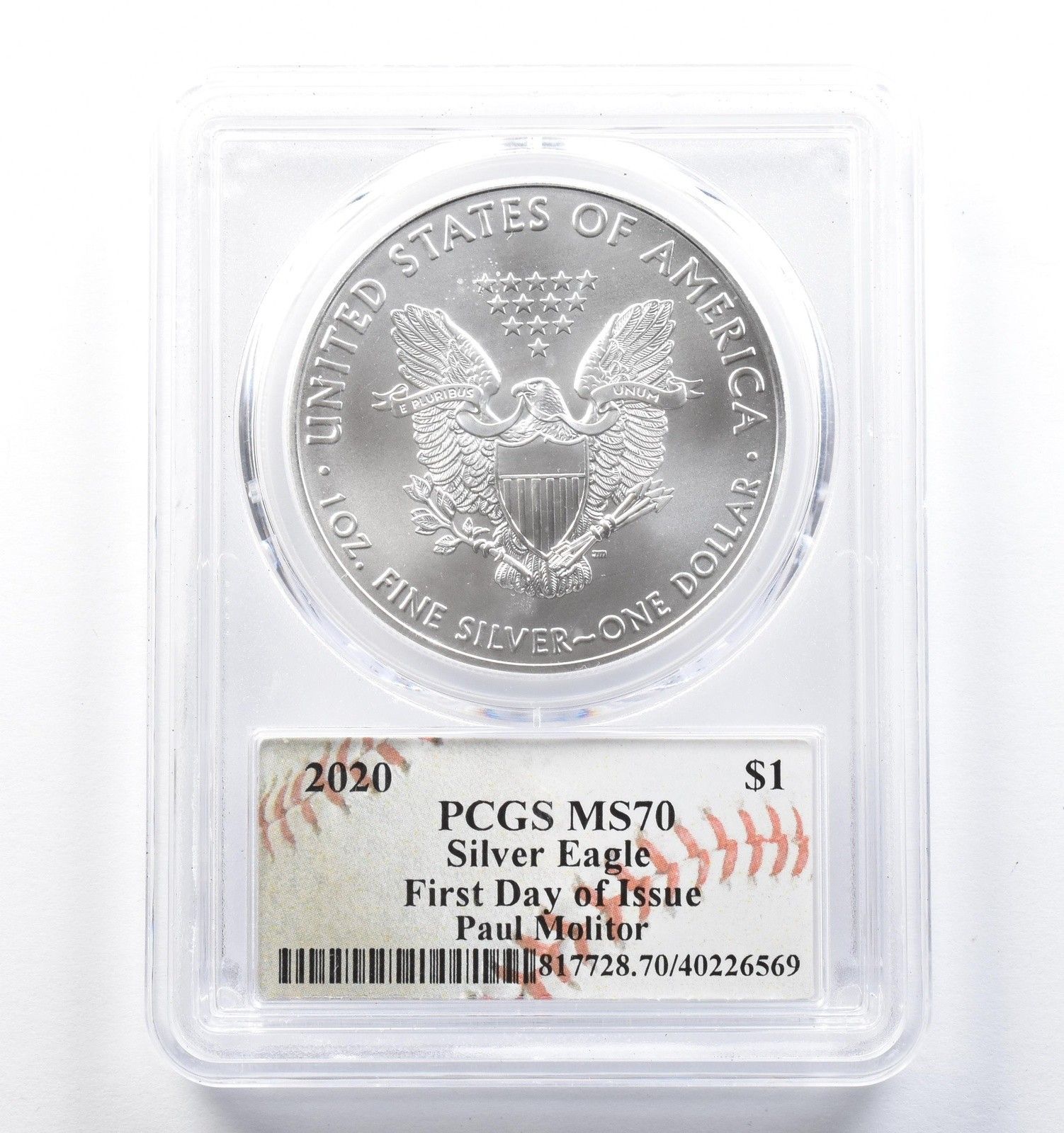 2020年 アメリカン シルバー イーグル ポール・モリター FDOI MS70