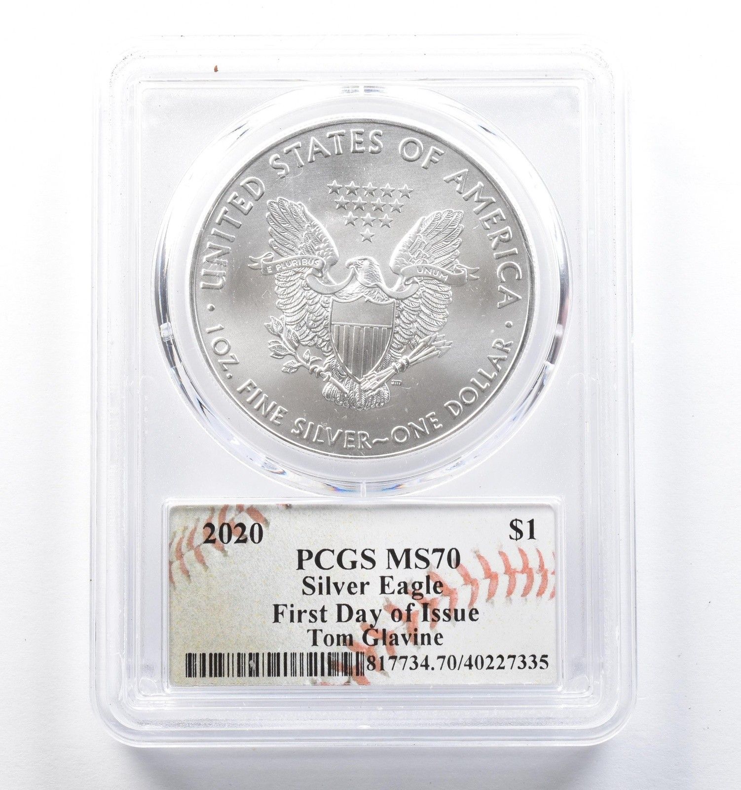 2020 アメリカン シルバー イーグル トム グラビン FDOI MS70 PCGS