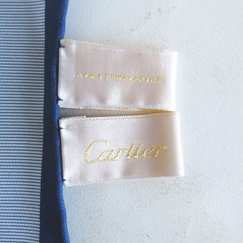 新品 カルティエ Cartier ブルー ストライプ ハンカチ ポケットチーフ カルティエ Cartier ハンカチ ポケットチーフ リボン シルク スカーフ