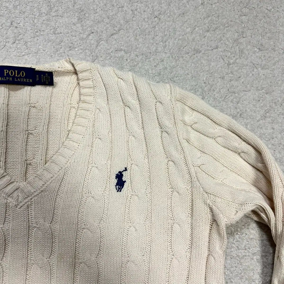 POLO RALPH LAUREN ポロラルフローレン アイボリー Vネック ケーブル