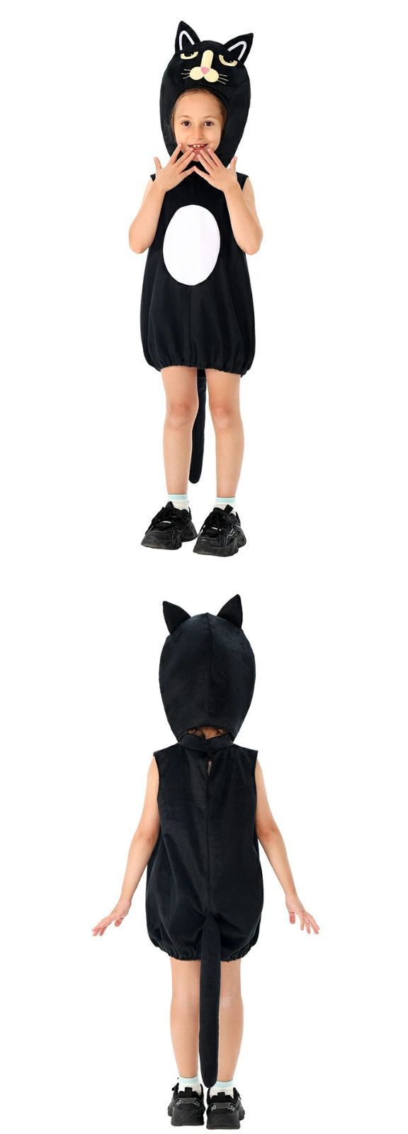 黒猫 ネコ 動物 子供 キッズ コスプレ 可愛い 着ぐるみ 仮装 道具 変装スーツ 面白い いたずら フリーサイズ イベント 男女兼用 かわいい 子供服 春 秋 冬sjxz 115 お年賀 ハロウィン 