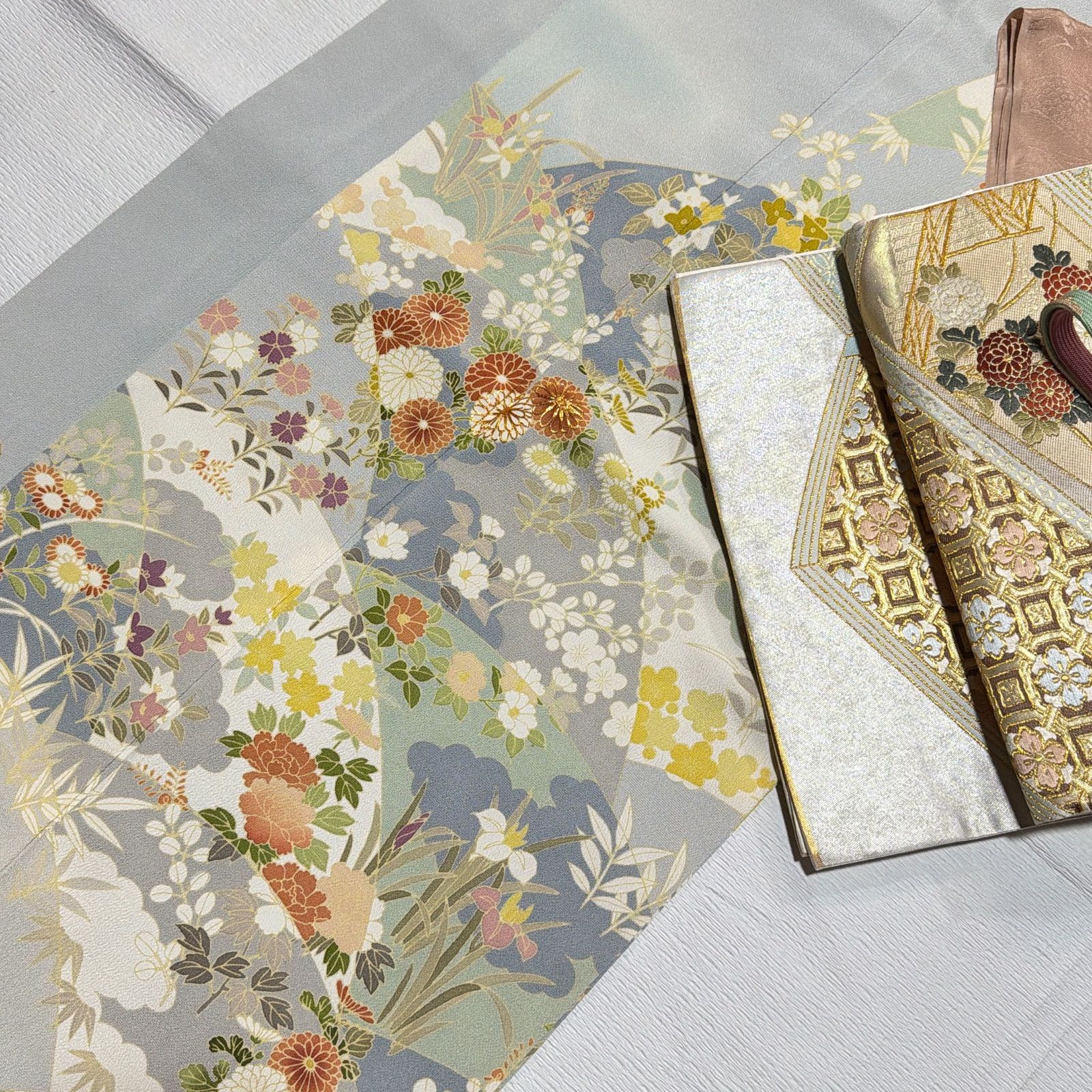 金駒刺繍　訪問着　フルセット ご専用。金駒刺繍 訪問着 フルセット！ 訪問着 【No.B-279】水色地・金