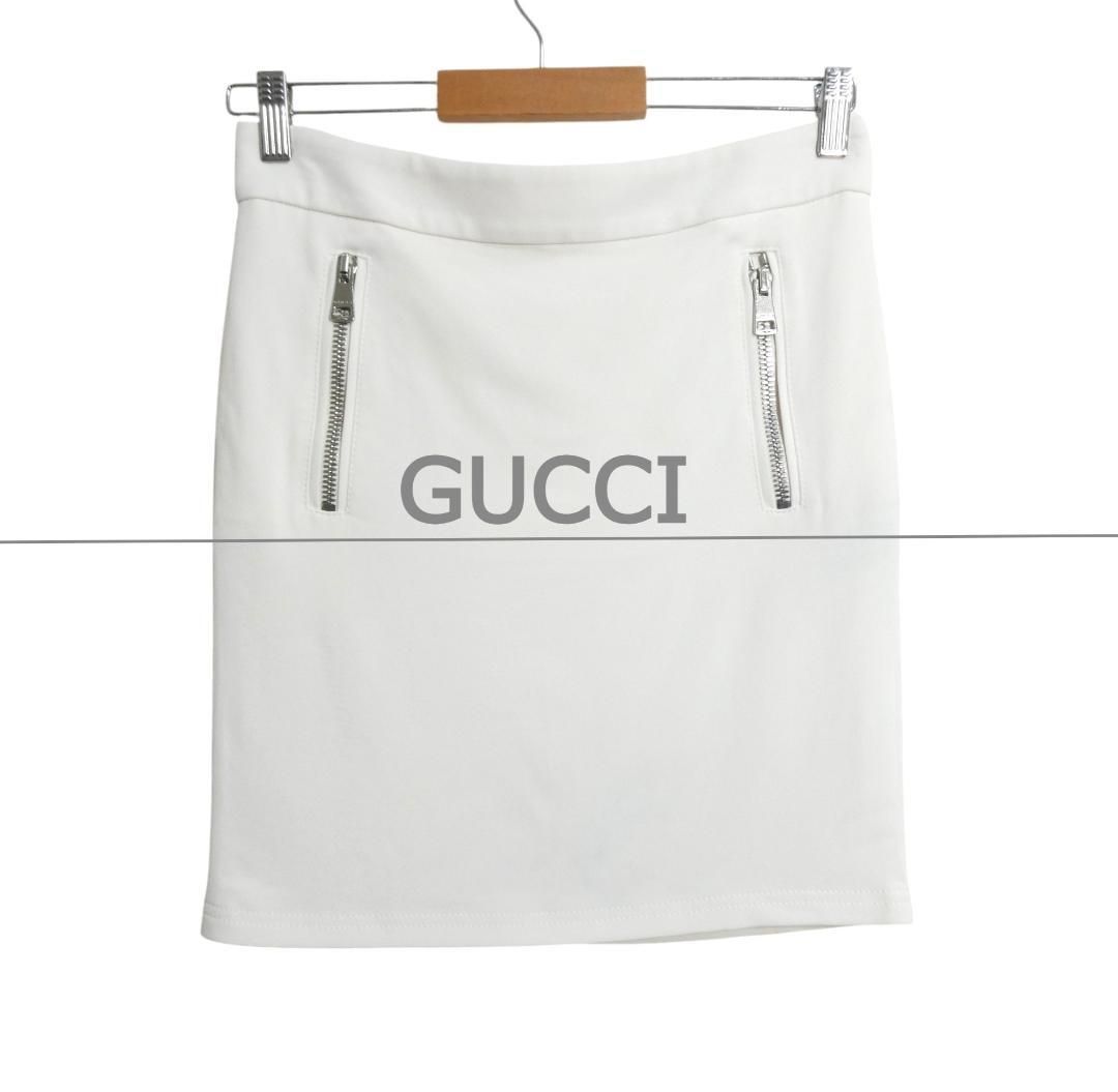 GUCCI ホワイトスカート GUCCI - GUCCI グッチ サイドジップ ウールニット タイトミニスカート