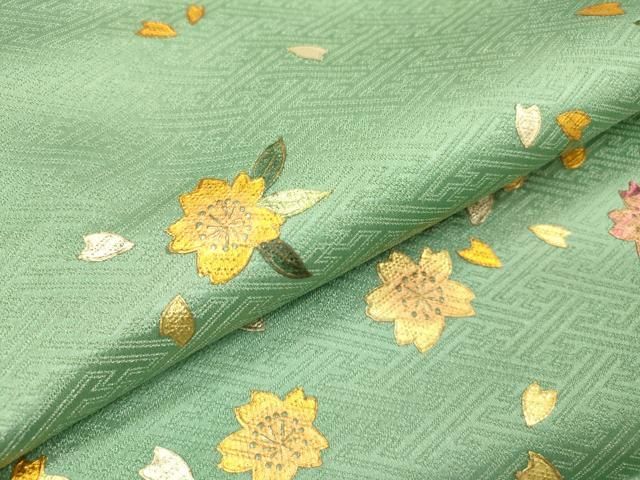 平和屋着物▽九寸名古屋帯 舞桜 金銀彩 金通し地 正絹 逸品 DAAZ6699fe