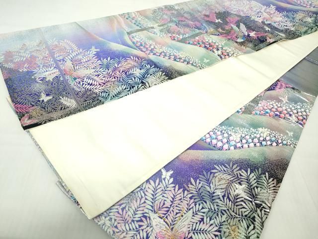 平和屋着物◎六通柄袋帯 唐織 花蝶文 金銀糸 正絹 逸品 DABA9024qa