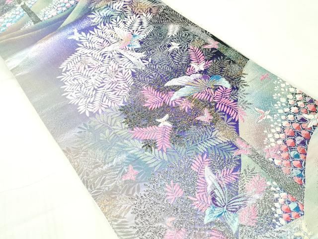 平和屋着物◎六通柄袋帯 唐織 花蝶文 金銀糸 正絹 逸品 DABA9024qa