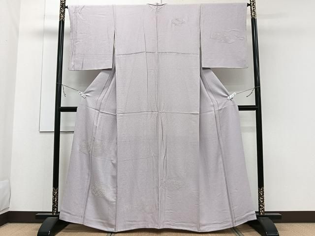 平和屋着物□中国三大刺繍 スワトウ刺繍 総刺繍 訪問着 草花文 白藤色