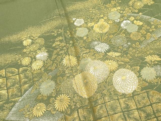平和屋着物□豪華色留袖 寿光織 草花 暈し染め 金銀糸 正絹 逸品