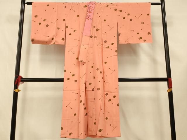 平和屋着物□長襦袢 無双仕立て 舞桜吉祥文 金彩 半衿刺繍 正絹 逸品