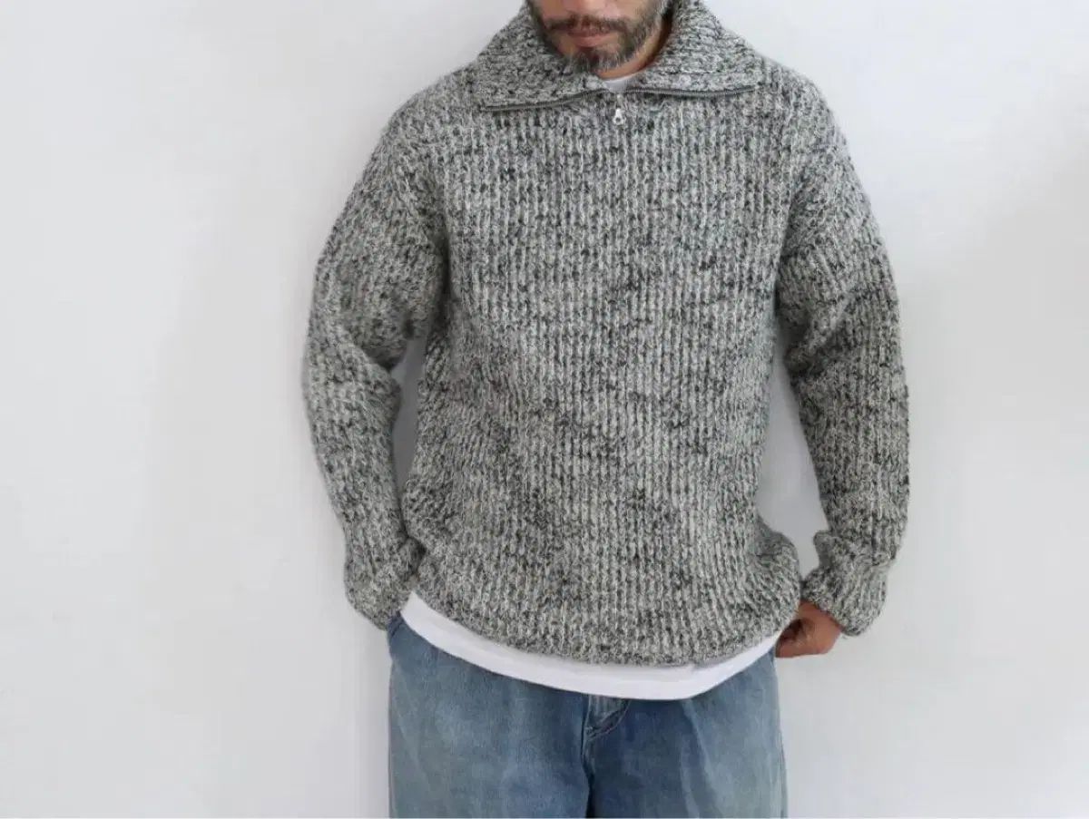 オーラリー ウール ベビーアルパカ ミックス ジップリブニット AURALEE》ウールベビーアルパカミックスリブニットジップタートル