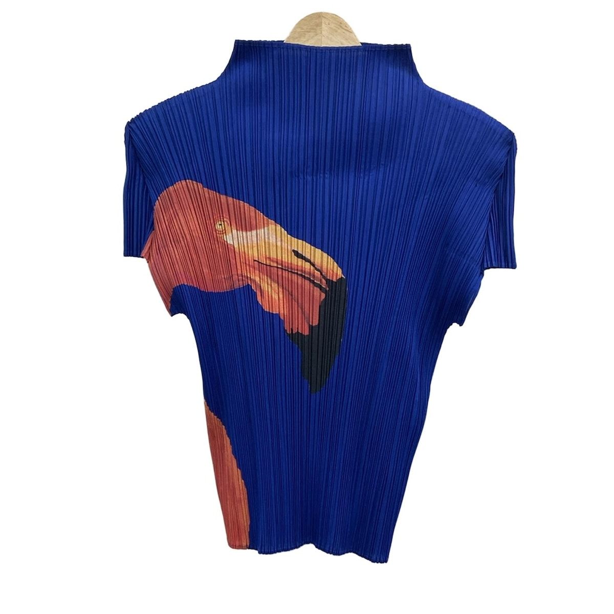 美品　プリーツプリーズ　半袖カットソー　マルチカラー　ハイネック プリーツプリーズ 半袖カットソー サイズ3 L レディース美品