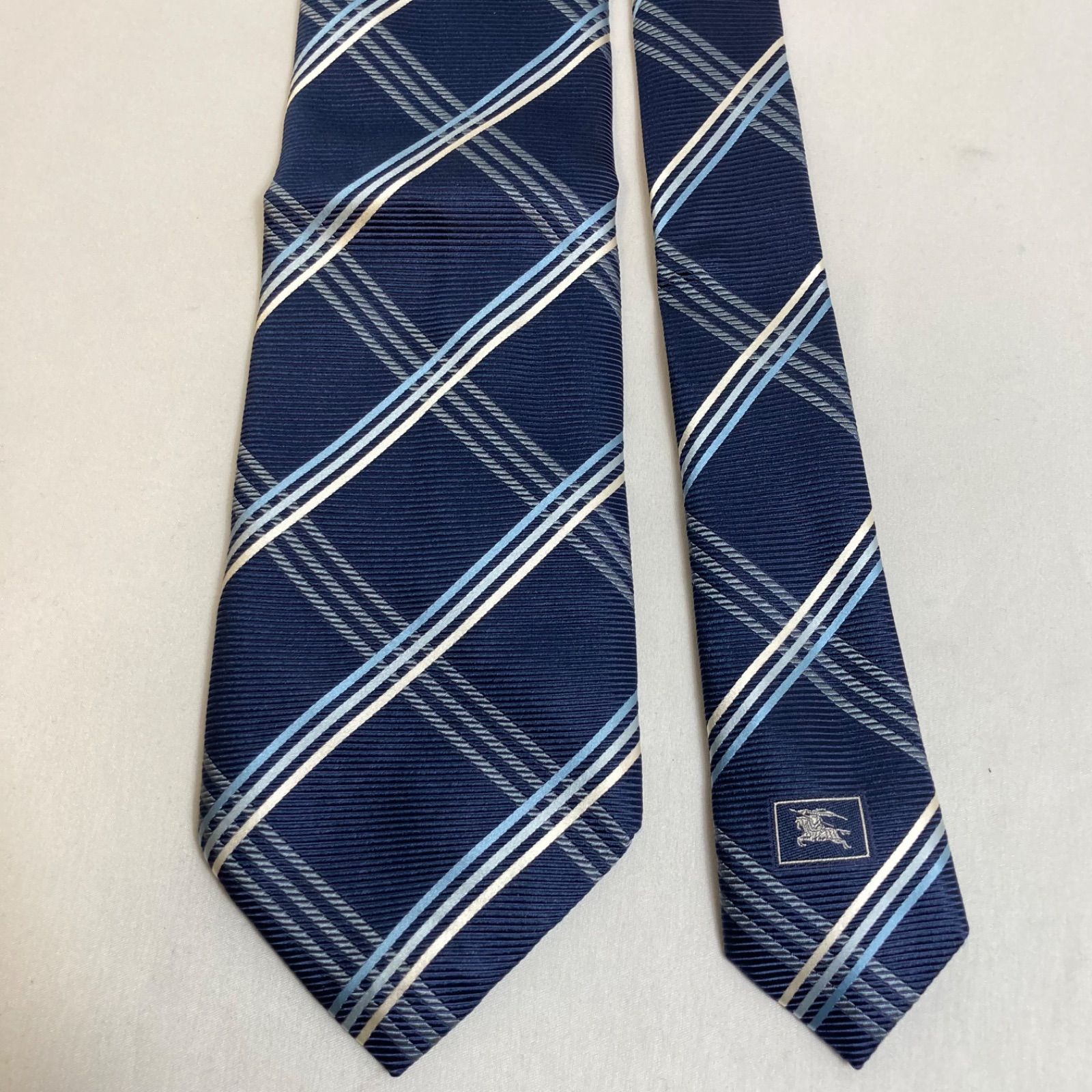 美品】Burberry バーバリー ネクタイ ブルー系 ノバチェック柄 総柄
