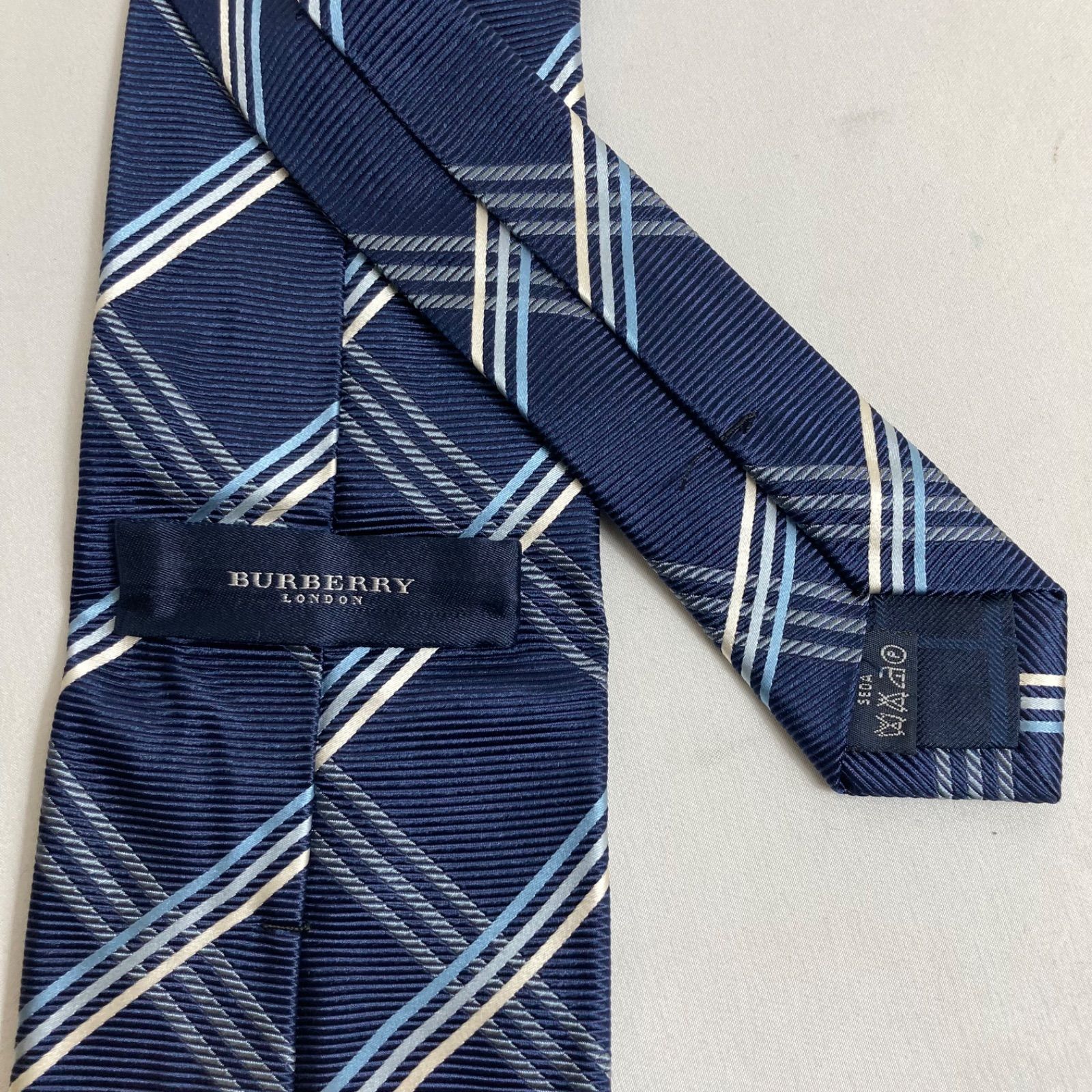 美品】Burberry バーバリー ネクタイ ブルー系 ノバチェック柄 総柄