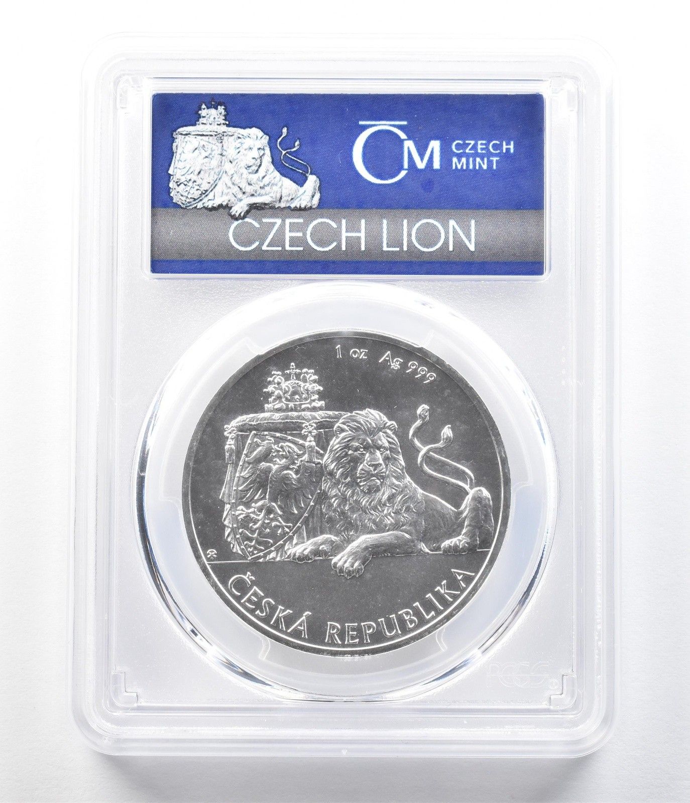 2017年チェコ共和国 1ドル銀貨 チェコライオン 1オンス MS 70 PCGS 3605