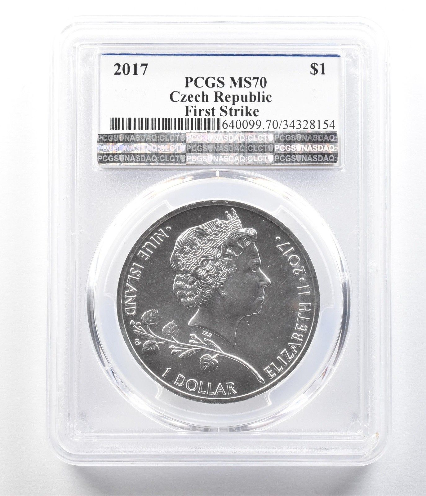 2017年チェコ共和国 1ドル銀貨 チェコライオン 1オンス MS 70 PCGS 3605