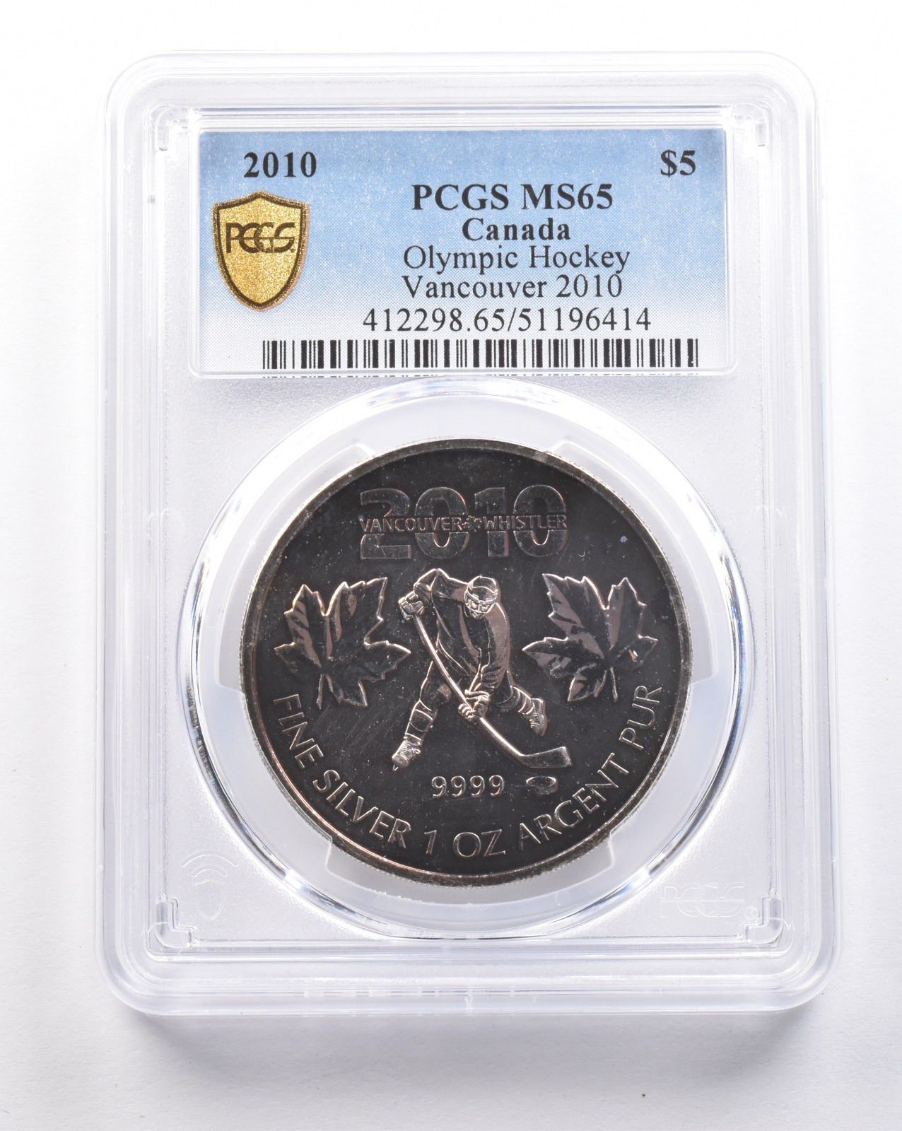 2010年 カナダ 5ドル銀貨 バンクーバーオリンピック ホッケー MS65