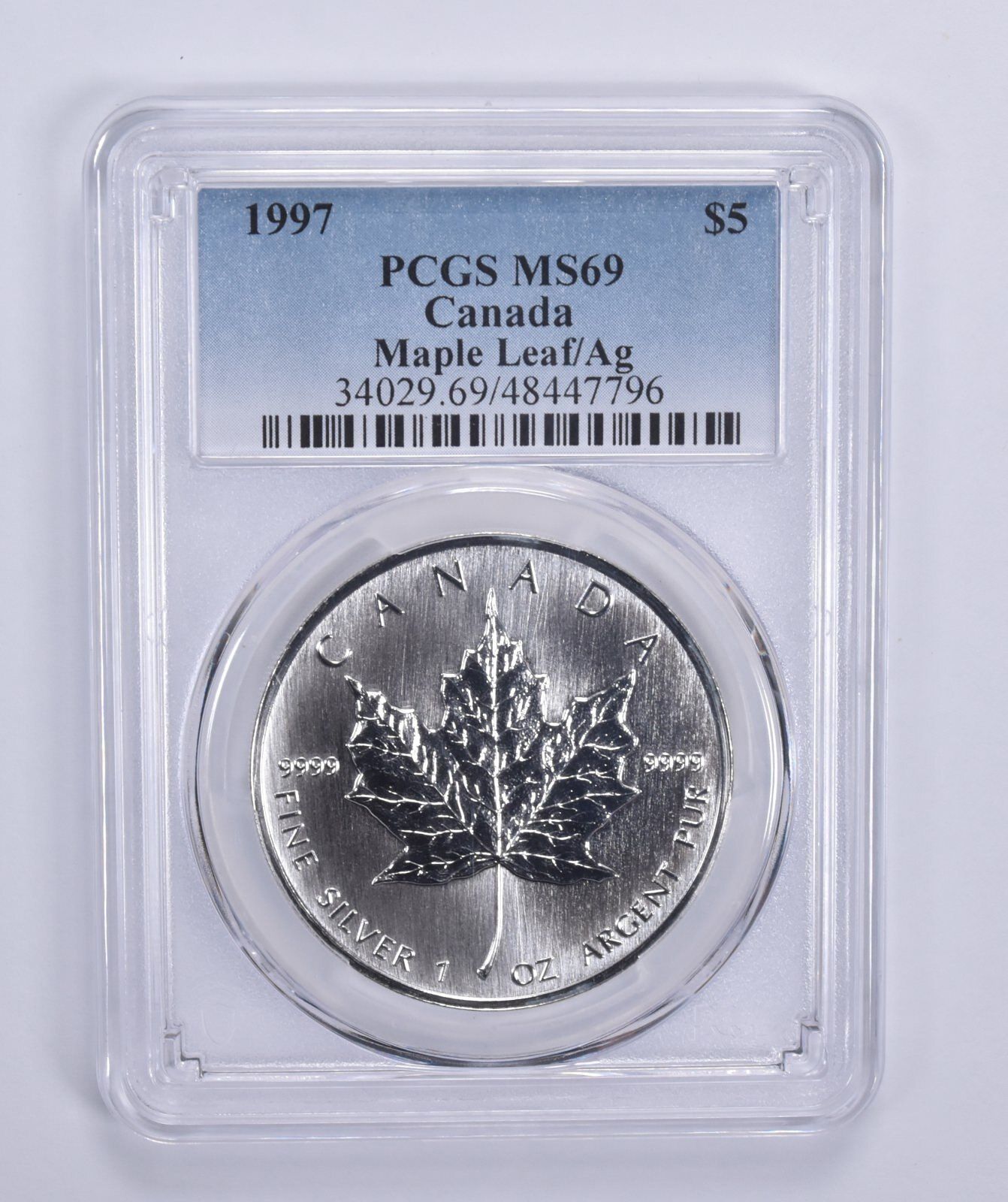 MS69 1997年 カナダ 5ドル メープルリーフ 1オンス シルバー PCGS