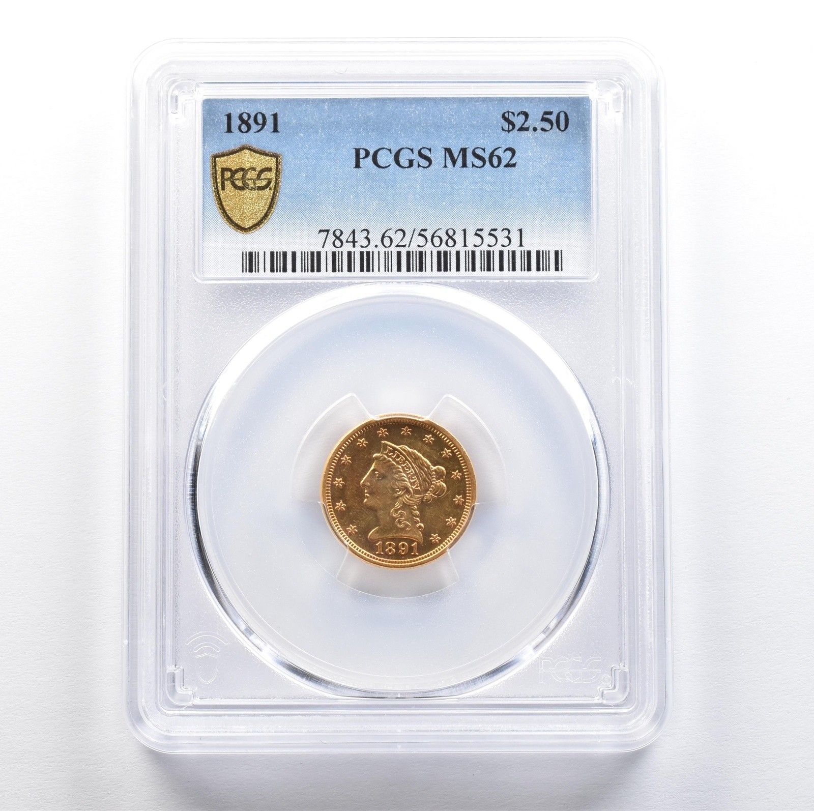 1891年 2 50 リバティヘッド ゴールド クォーターイーグル MS 62 PCGS DDR 7629