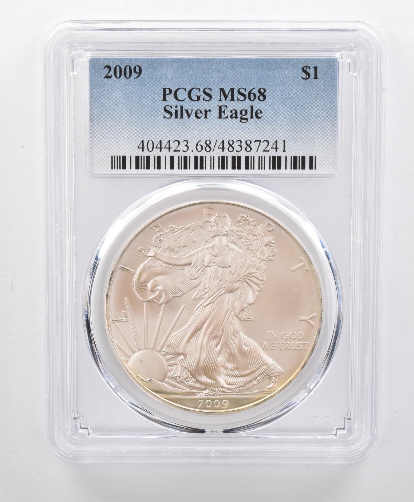 MS 68 2009 アメリカンシルバーイーグル PCGS 美しいT ピンク イエロー 虹彩 0123
