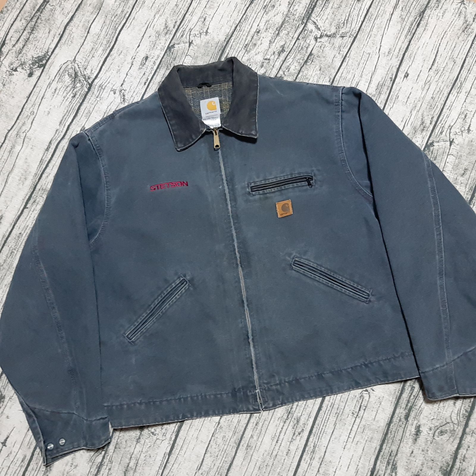 レアカラ Carhartt カーハートデトロイトJ97PTL グレー Carhartt Detroit Jacket J97PTL Made in USA Size XL Vintage Japan